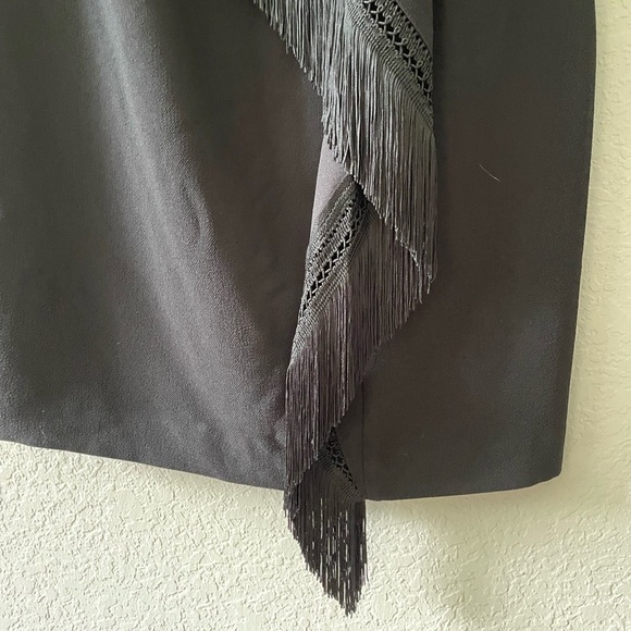NWT Trina Turk Fringe Little Black Cocktail Dress - Picture 5 of 8
